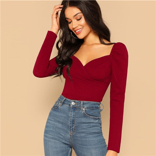 Women's Blouses: Off the Shoulder, Sweetheart & Wrap Crop Tops