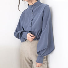 Load image into Gallery viewer, Fashion women blouse shirt lantern long sleeve women shirts solid stand collar office blouse womens tops and blouses 2516 50